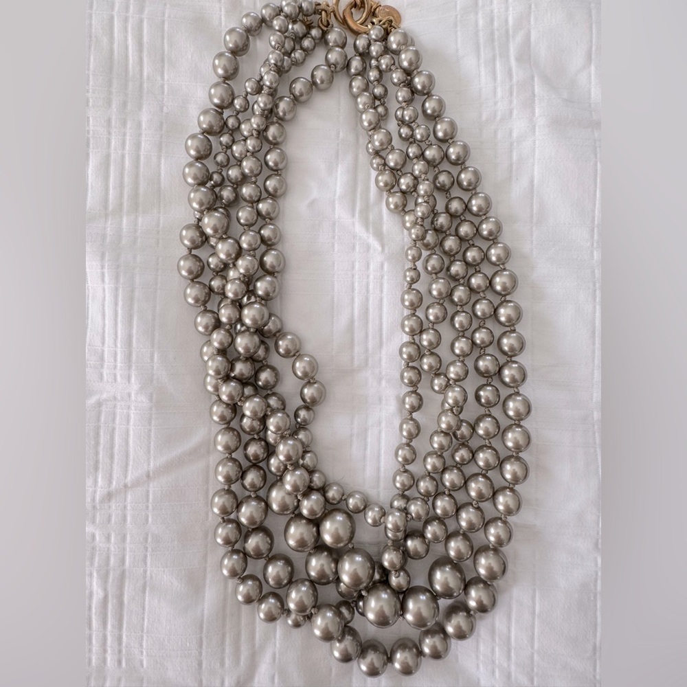 J Crew multi strand grey pearl necklace